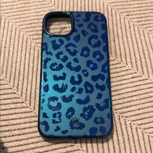 Stylish Blue Leopard Print Phone Case iPhone 14+
